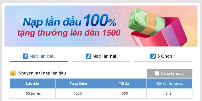 Ưu đãi nạp đầu siêu khủng tới 1500 điểm